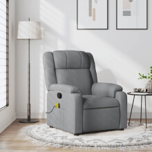 vidaXL Massage-Relaxsessel, hellgrauer Stoff