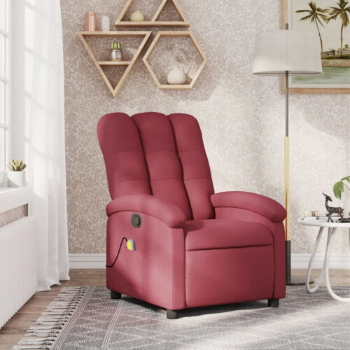 VidaXL vidaXL Massage-Relaxsessel, weinroter Stoff