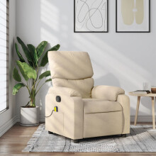 vidaXL Massage-Relaxsessel, cremefarbener Stoff