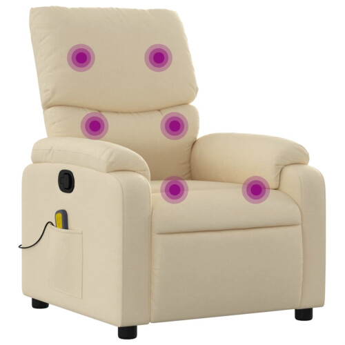 VidaXL vidaXL Massage-Relaxsessel, cremefarbener Stoff 2