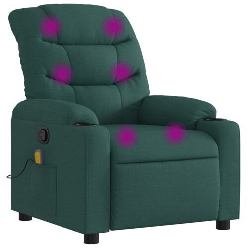 VidaXL vidaXL Massage-Relaxsessel, dunkelgrüner Stoff 2