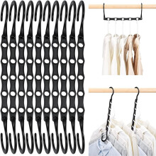 10PCS Space Saving Hangers, Clothes Hangers , Coat Hangers Space Saving, Wardrobe Space Saver Hangers, Space Saver Hangers For Clothes - Black