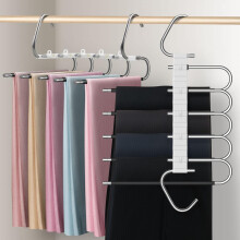 2 Pack Trouser Hangers Space Saving Hangers Non Slip With 10 Clips Multifunctional Pants Organizer Hanger For Jeans Towel Scarf Tie Storage Black