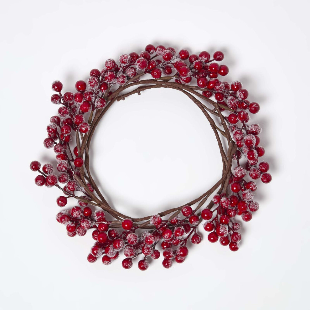 HOMESCAPES Artificial Winter Snow Berry Wreath