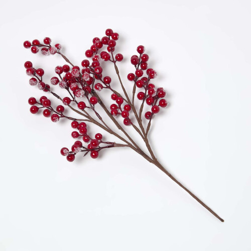 Homescapes HOMESCAPES Artificial Winter Snow Berry Single Stem Bouquet