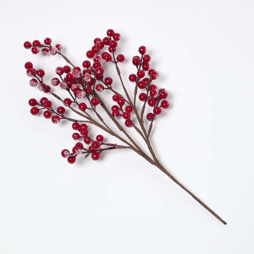 HOMESCAPES Artificial Winter Snow Berry Single Stem Bouquet