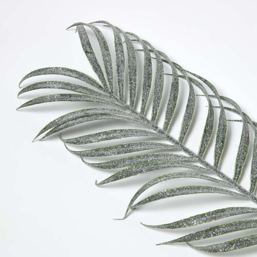 Homescapes HOMESCAPES Glitter Palm Leaf Single Stem 2