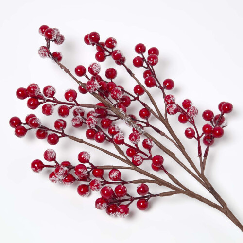 Homescapes HOMESCAPES Artificial Winter Snow Berry Single Stem Bouquet 2