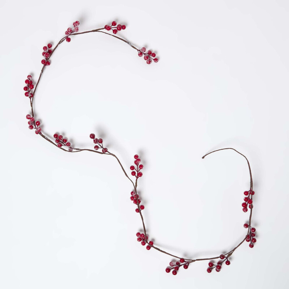 HOMESCAPES Artificial Winter Snow Berry Garland