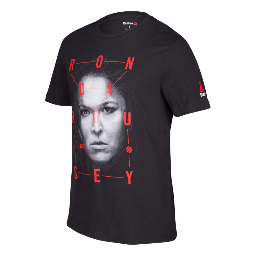 Reebok Ronda Rousey UFC Men's Black Fan Gear Artist Series Fighter T-S