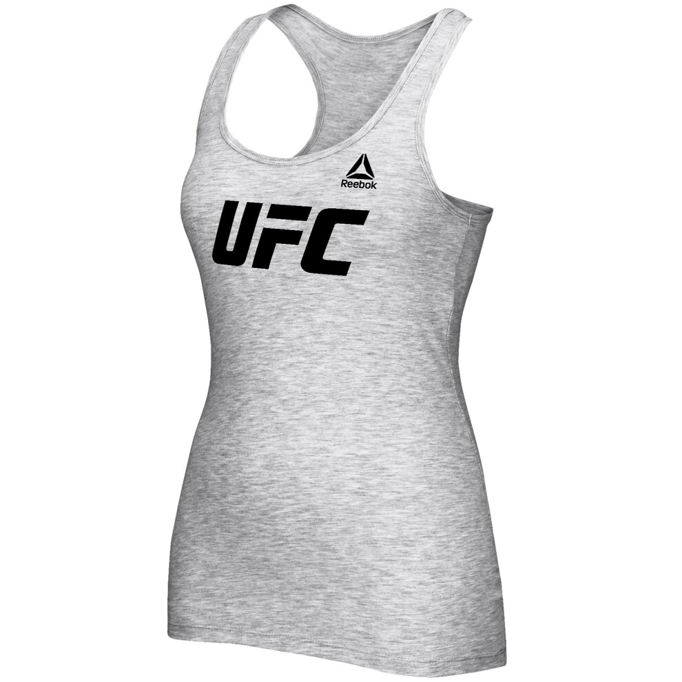 Reebok Women's UFC Essentials Logo Tri-Blend Racer Back Tank  Gray Hea