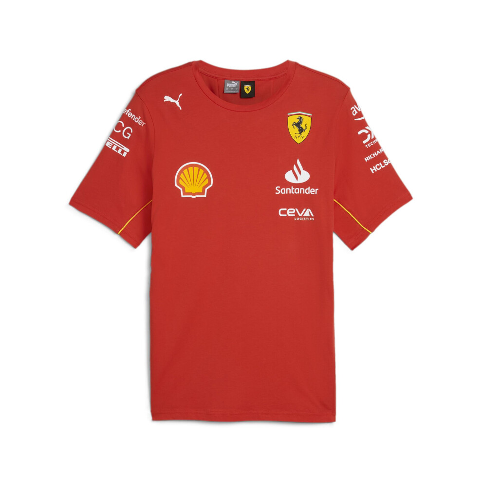 PUMA Scuderia Ferrari Men's 2024 Team Tshirt Burnt Red - Size: Small