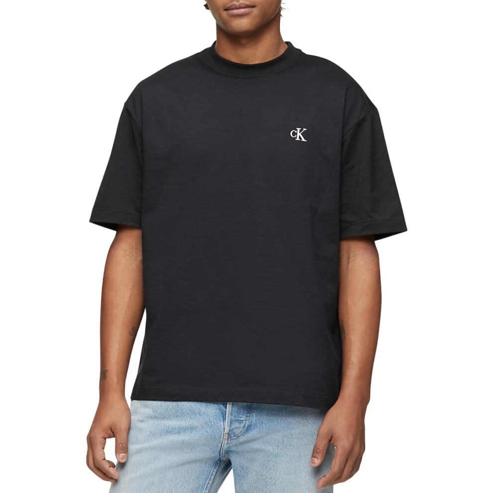 Calvin Klein Men's Relaxed Fit Monogram Logo Crewneck T-Shirt  Black B