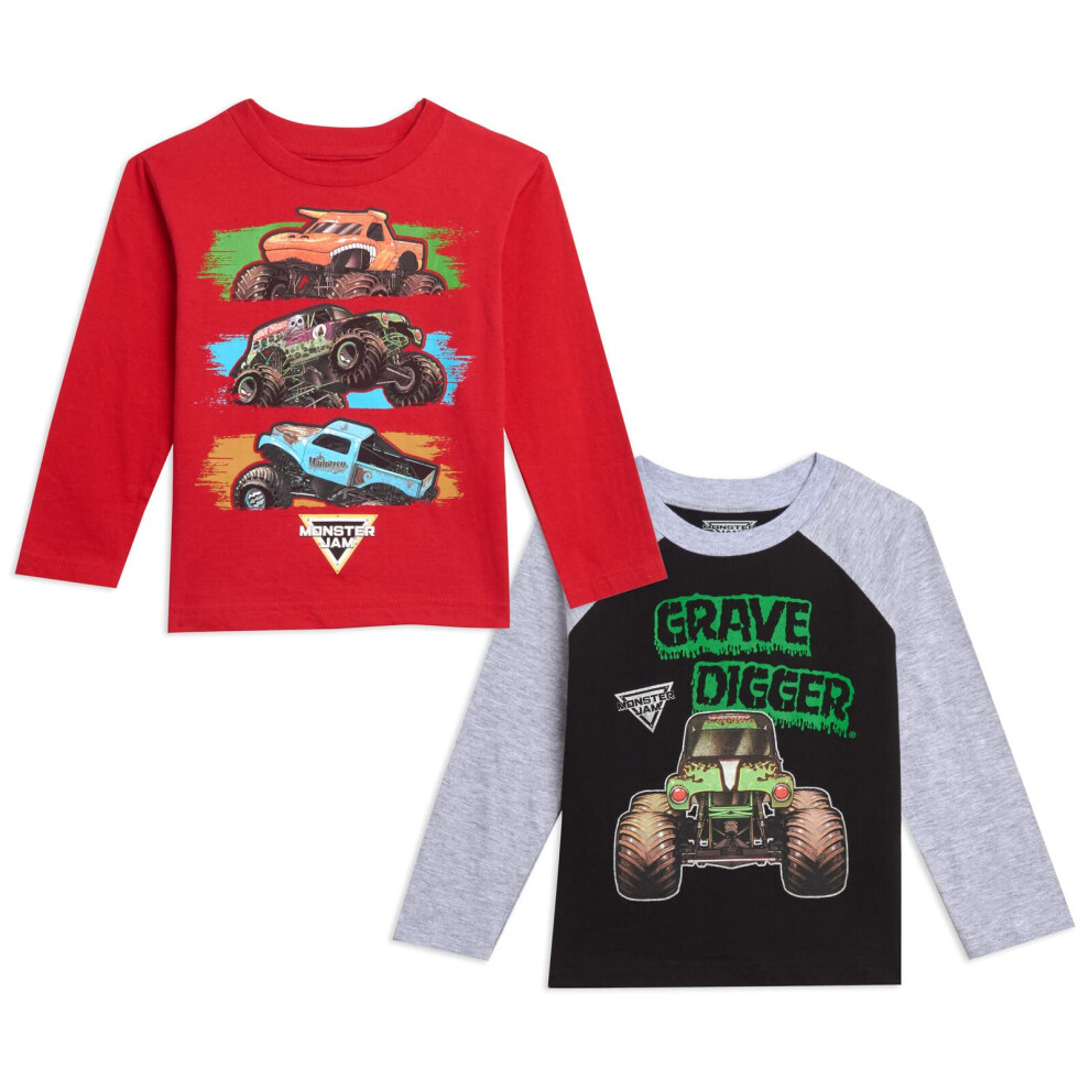 Monster Jam Big Boys 2 Pack Long Sleeve Graphic T-Shirts Multicolored