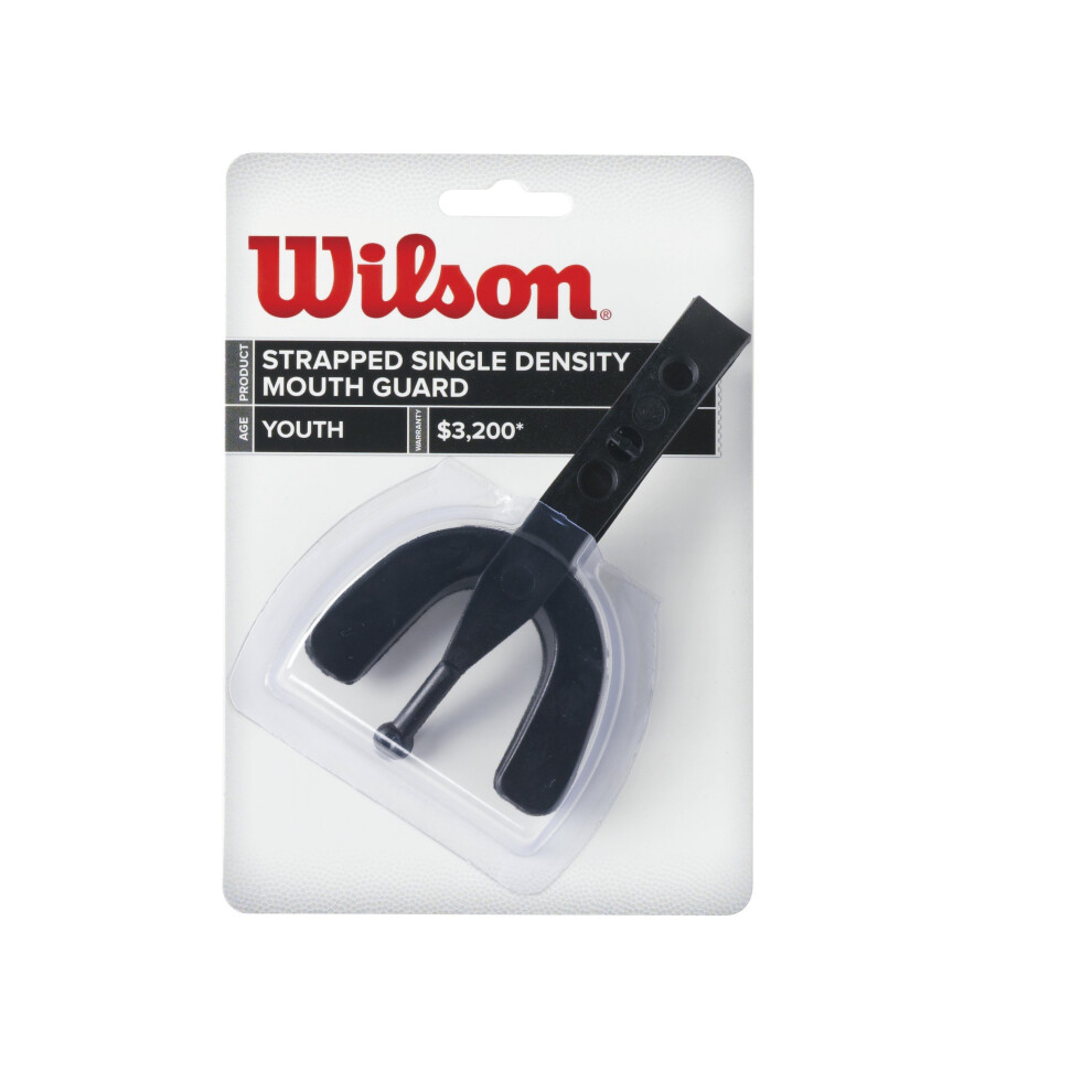 Wilson Single Density Mouthguard with Strap  Black  Youth