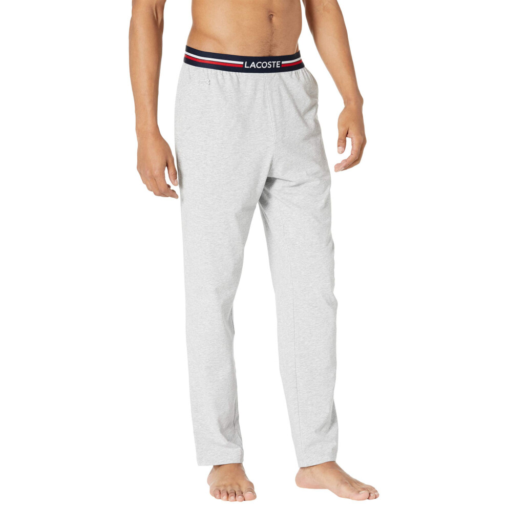 Lacoste Men's Semi Fancy Solid Jersey Cotton Pajama Pant  Silver Chine