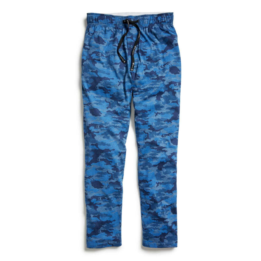 Champion Men's Jersey Sleep Pants  Blue/Black Camo Print  Medium