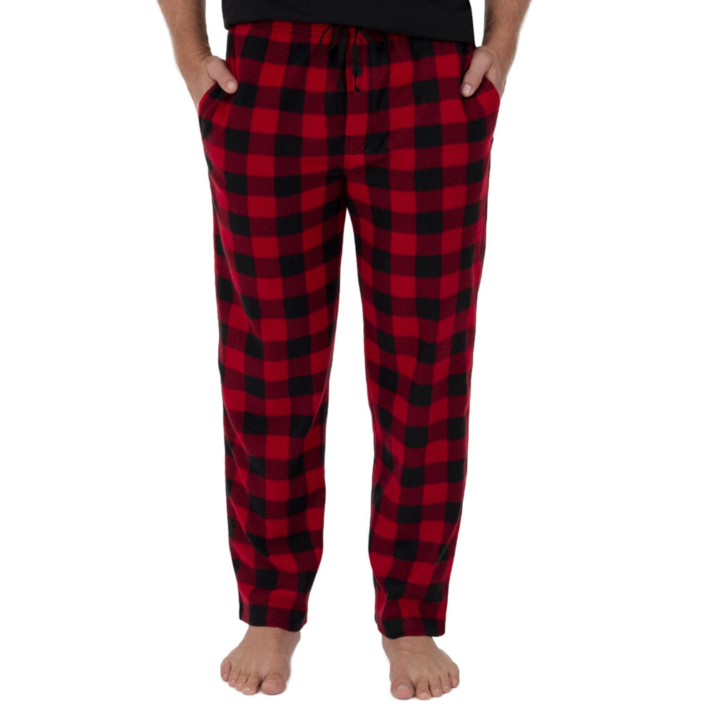 Fruit of the Loom Men's Fleece Pajama Pant  X-Large  Red Buffalo Plaid