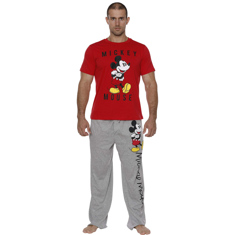 Disney Men's Classic Mickey Mouse Pajama Tee and Lounge Pant Set Heath