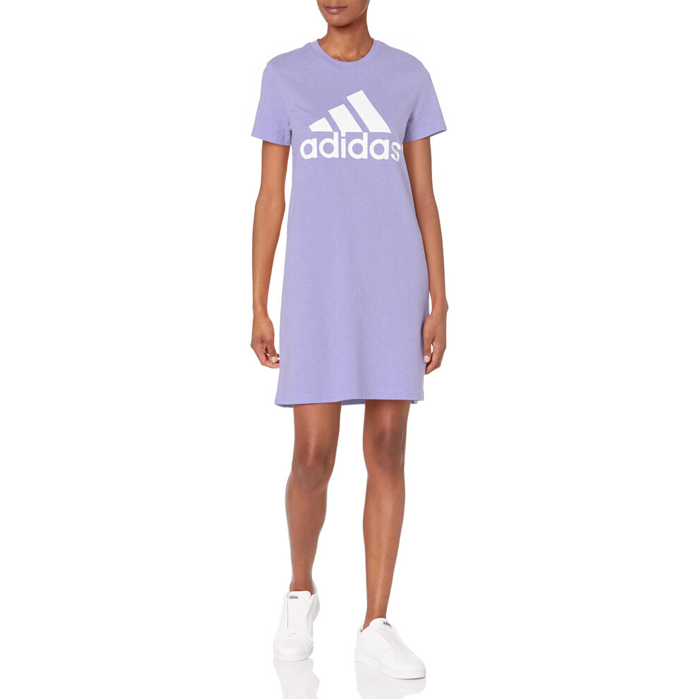 adidas Women's Essentials Logo Dress  Light Purple/White  Large