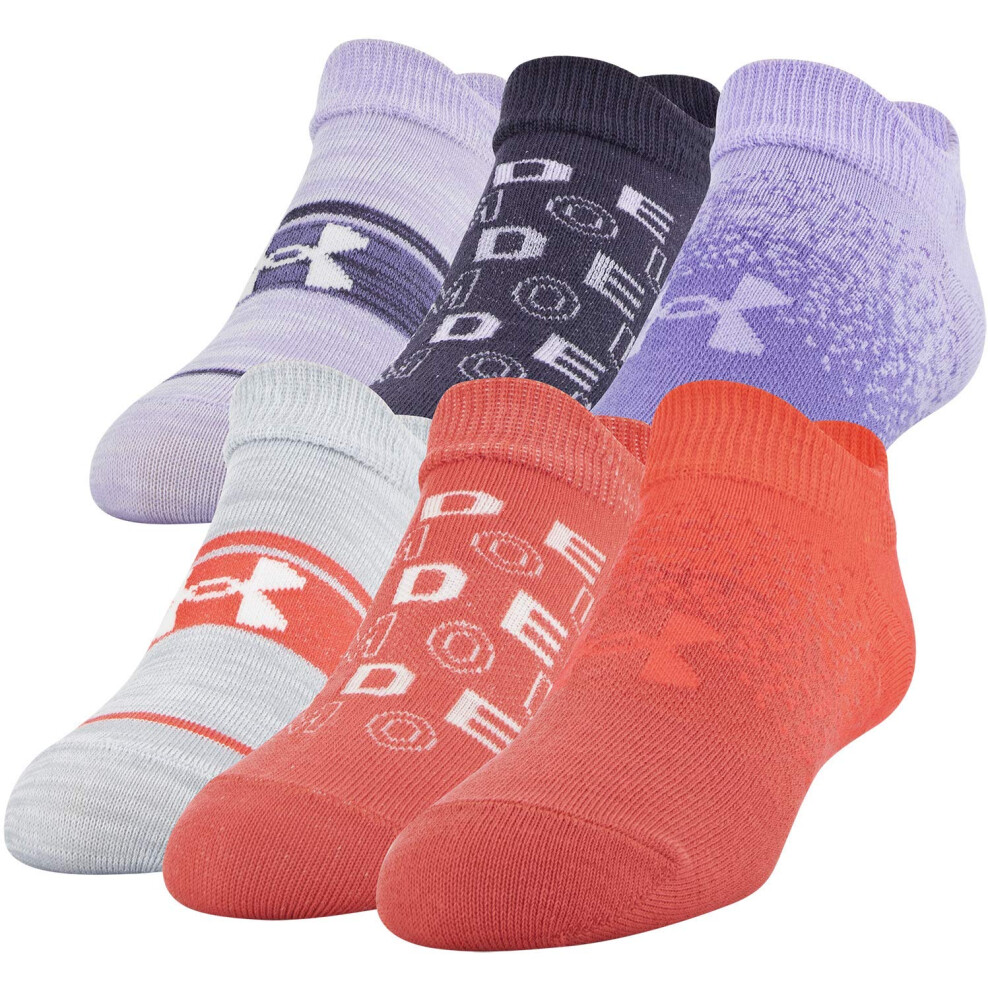 Under Armour Essential No Show Socks  6-pair  White Daiquiri Red Assor