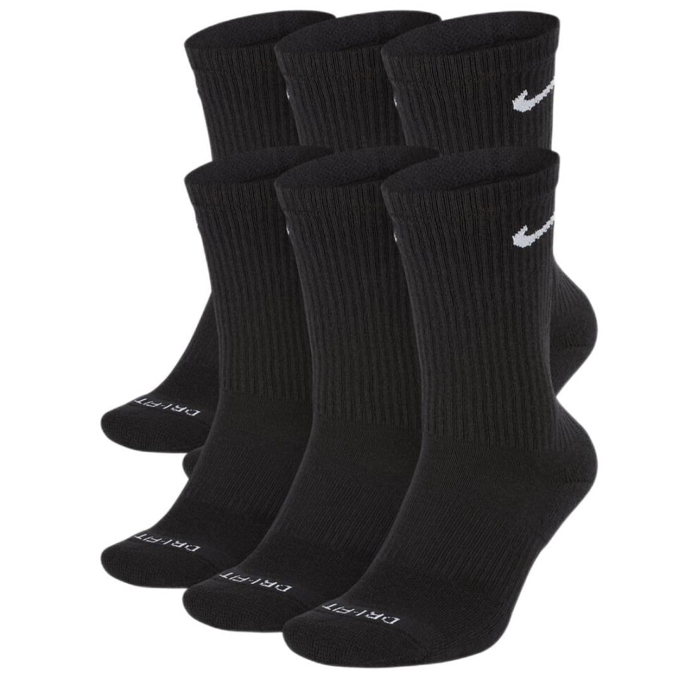 Nike Everyday Plus Cotton Cushioned Crew Socks (6 Pair) (Black  Large)