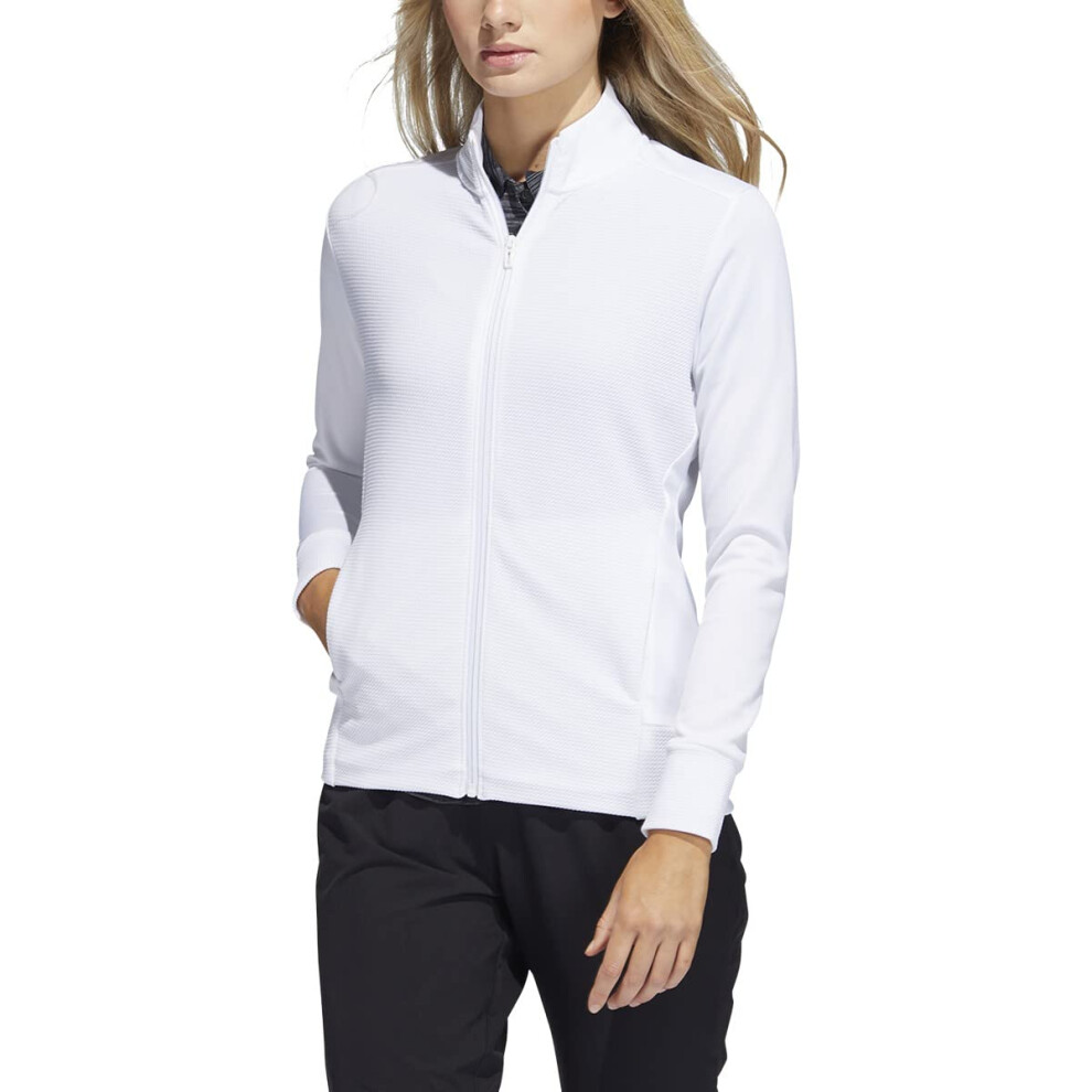 adidas Women's Standard Textured Full Zip Jacket  White  X-Small