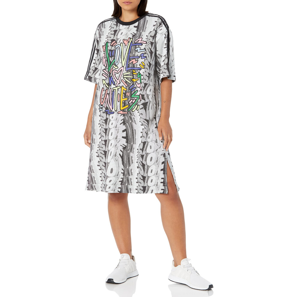 adidas Originals Women's Love Unites Doodle Tee Dress  Multicolor  Sma