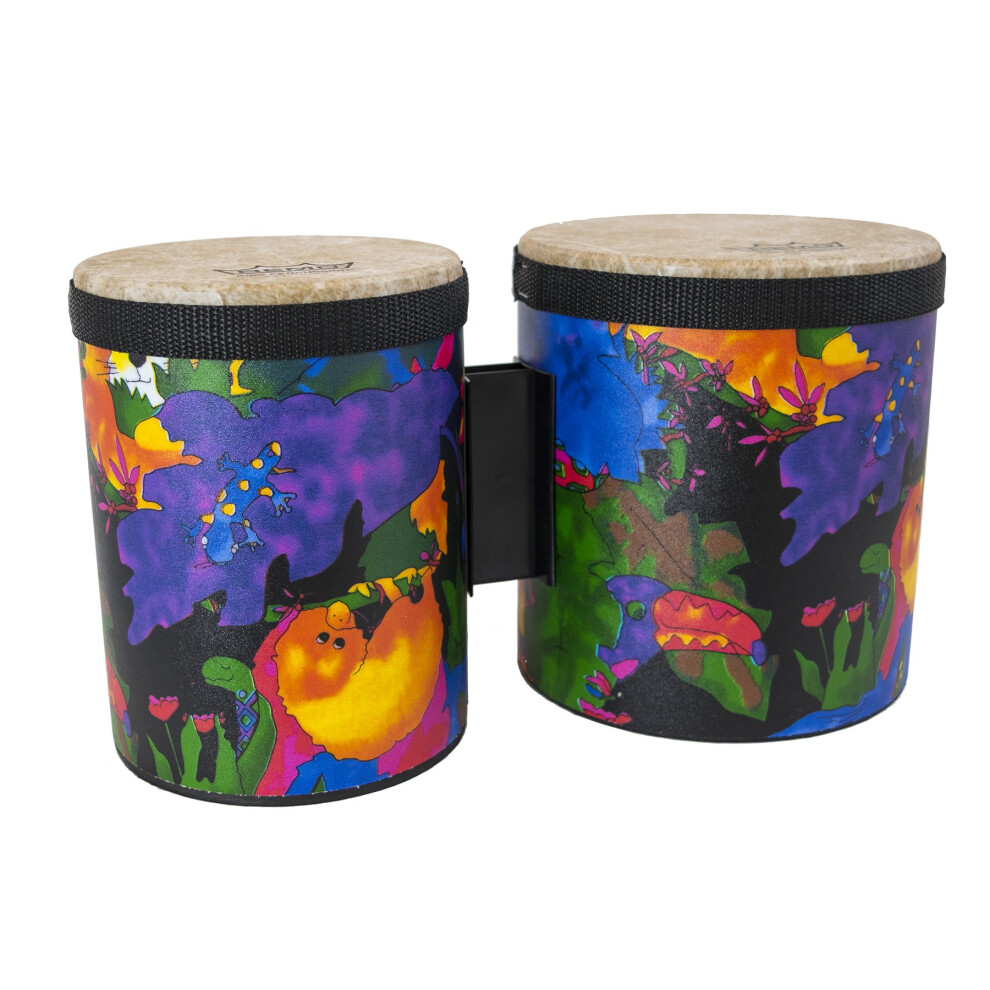 Remo KD-5400-01 Kids Percussion Bongo Drum - Fabric Rain Forest  5""-6