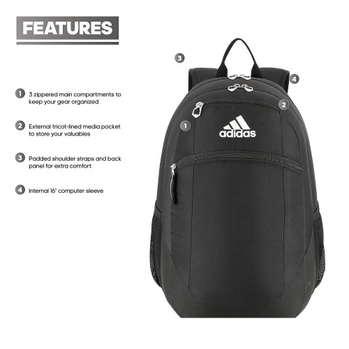 Adidas adidas Striker 2 Team Backpack  Black  One Size 1