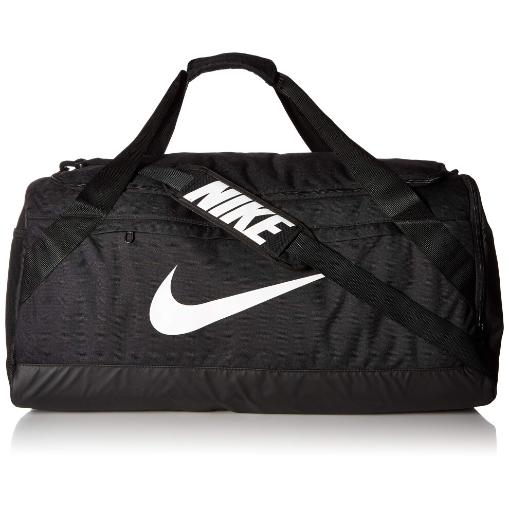 NIKE Brasilia Duffel Bag  Black/Black/White  Large