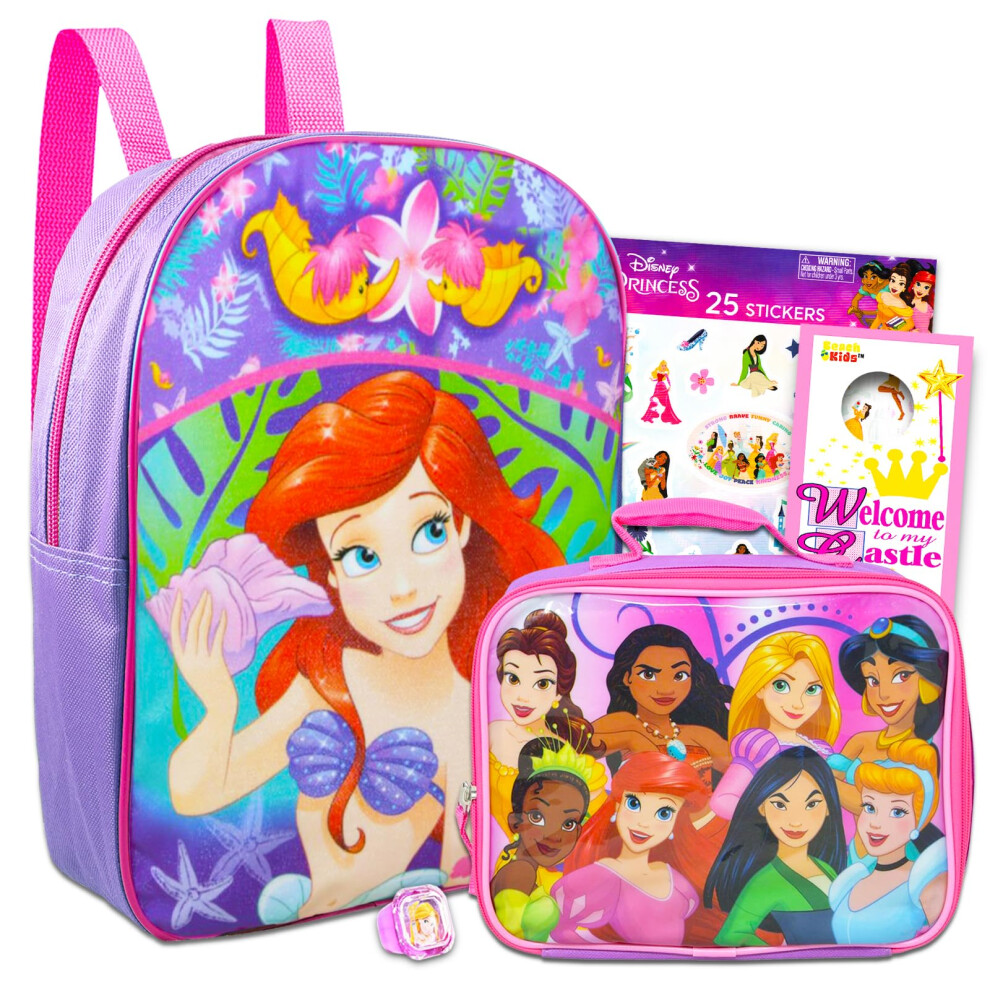 Disney The Little Mermaid Mini Backpack with Lunch Box - Bundle with 1