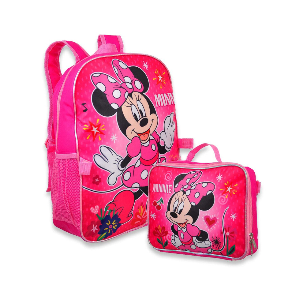 Minnie Mouse Girl's 16"" Backpack W/Detachable Lunch Box Set (Multi)