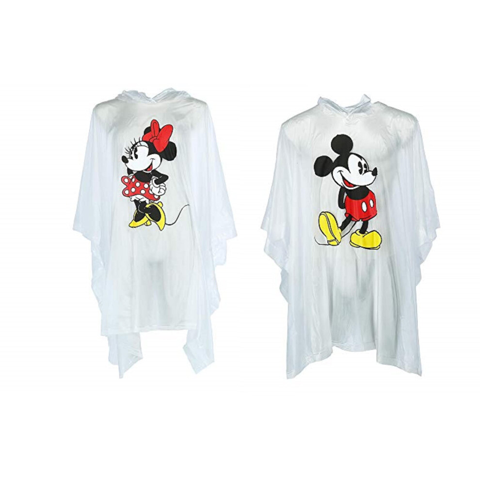 Disney Classic Mickey and Minnie Rain Poncho 2 pack set  Clear Adult