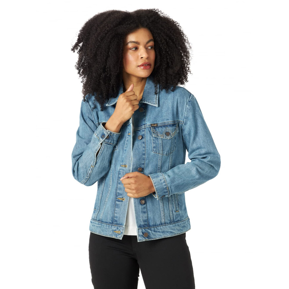 Wrangler Women's Relaxed Fit Memory Maker Jean Jacket  Basin  X-Large