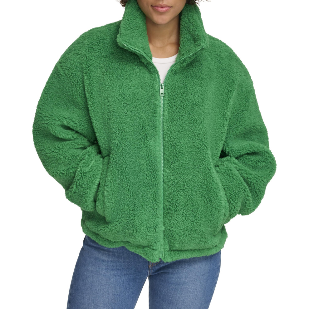 Levi's Women's Sherpa Zip Up Teddy Jacket  Green