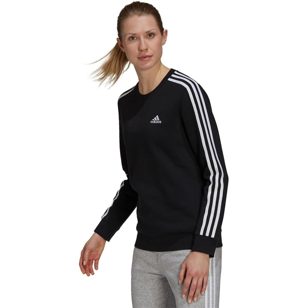 adidas Women's Essentials 3-Stripes Fleece Sweatshirt  Black/White (20