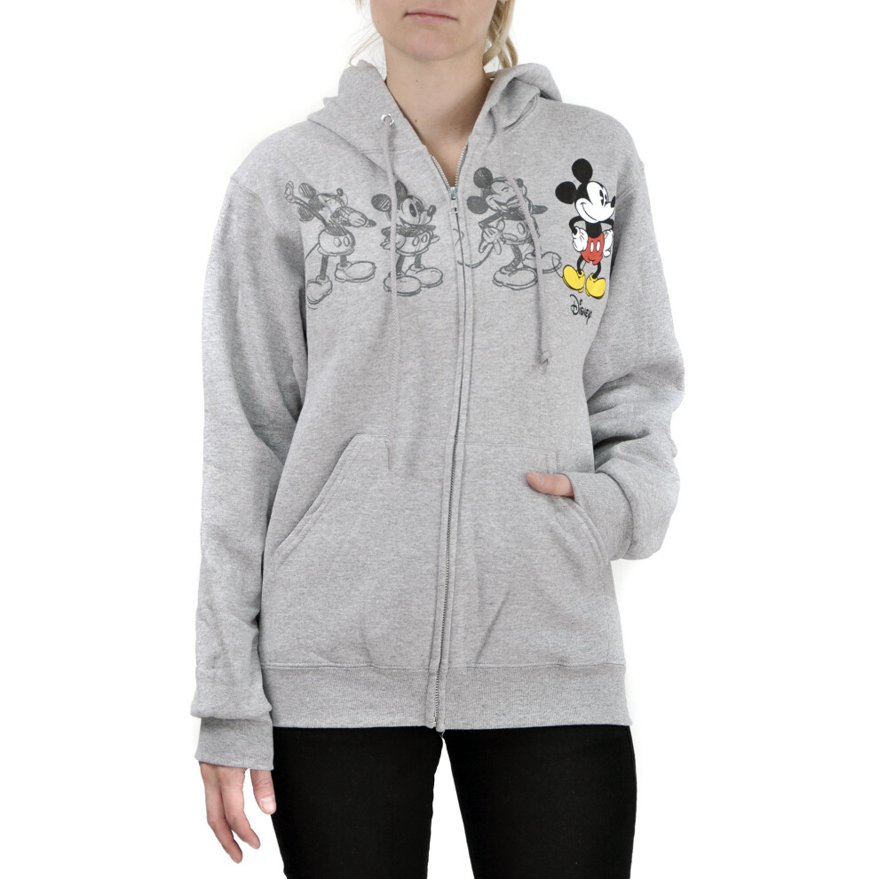 Disney Women's Mickey Mouse Classic Animation Zip Hoodie (Small) Heath