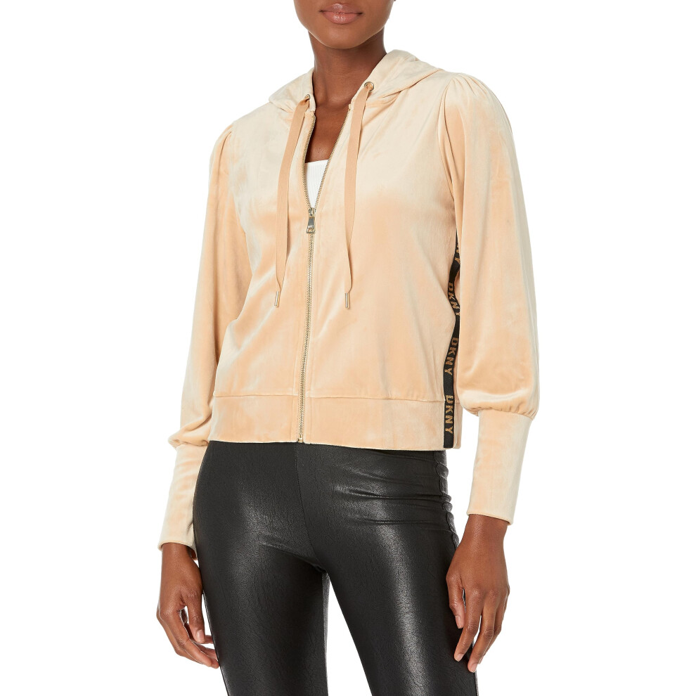 DKNY Women's Everyday Soft Zip Up Hoodie  PAL/Gold