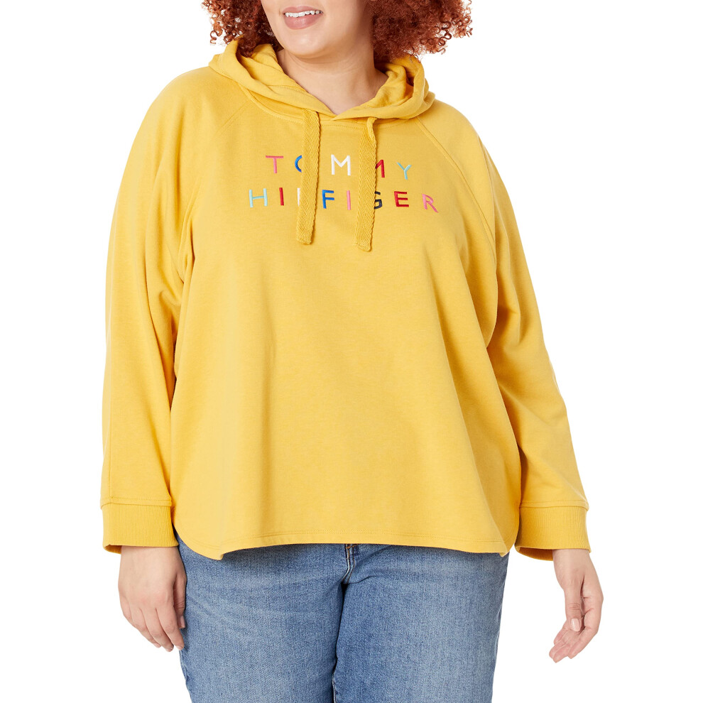 Tommy Hilfiger Plus Size Women's Raglan Hoodie  Deep Maize  2X