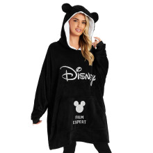 Felpa con Cappuccio Disney Donna, Felpa Coperta Oversize, Regali Minnie e Mickey (Nera)