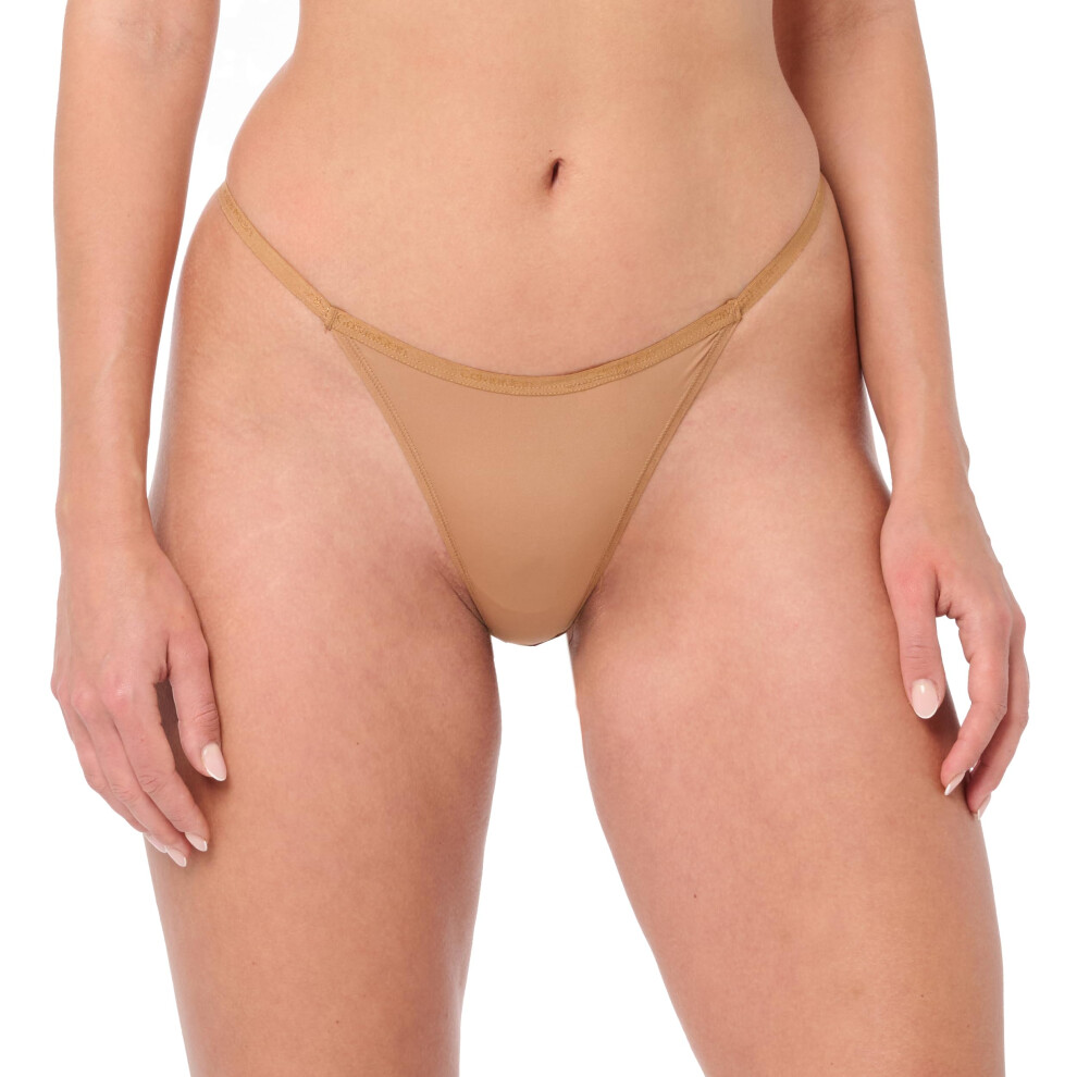 Calvin Klein Women's Ideal Micro Low Rise String Thong  Sandalwood