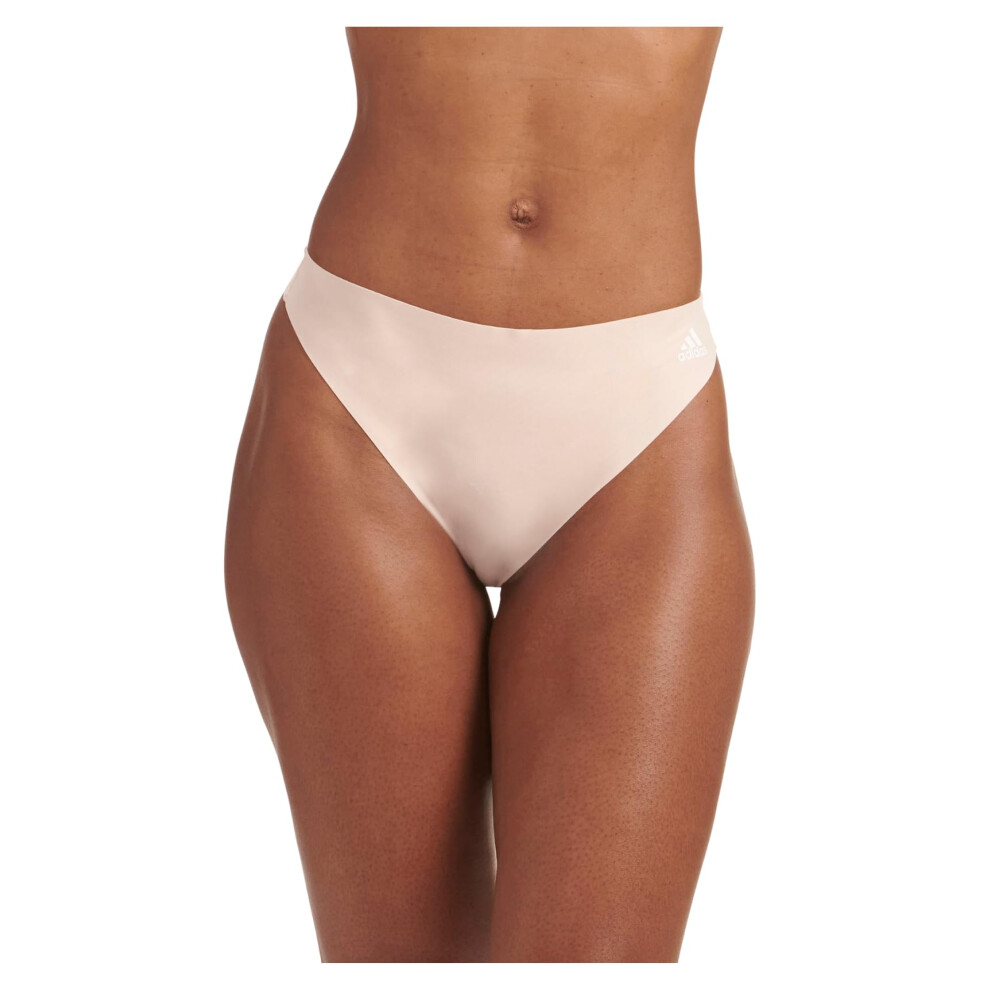 Adidas Women's Micro Flex Thong Panty Underwear  Peach Whip/White  Med