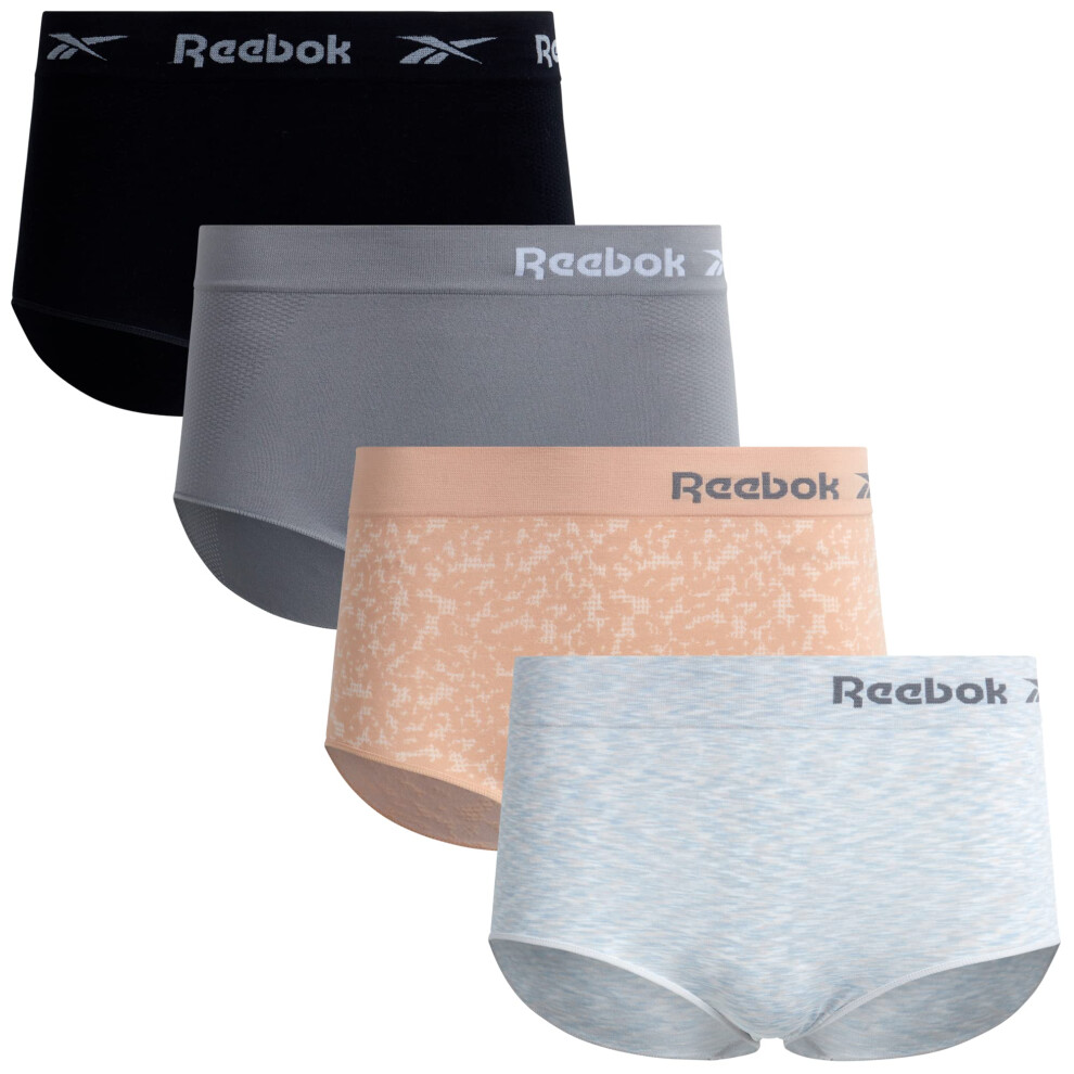 Reebok Womens Underwear Seamless High Waist Brief Panties (4 Pack)  Si