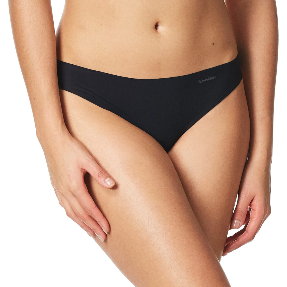 Calvin Klein Women's Invisibles Seamless Thong Panty  Black  Small