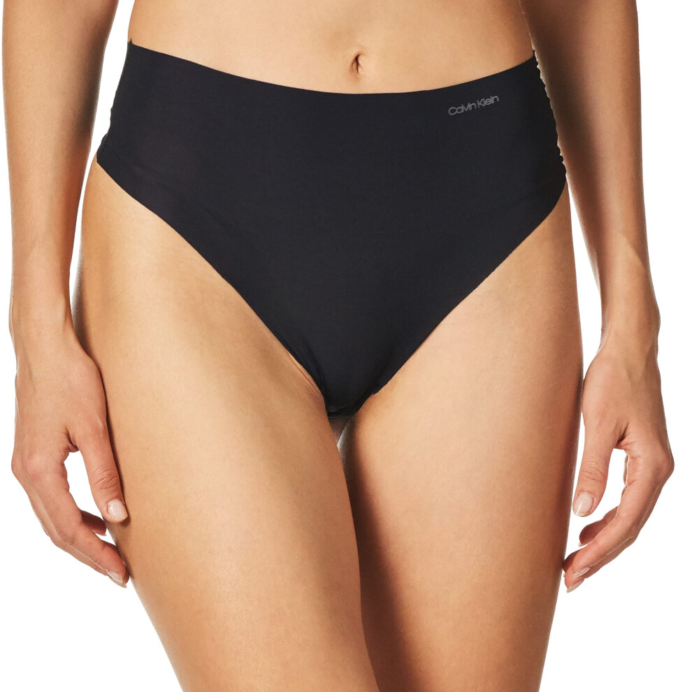 Calvin Klein Women's Invisibles High-Waist Thong Panty  Black  M