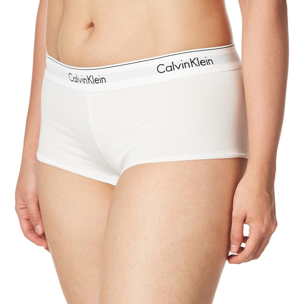 Calvin Klein Women's Modern Cotton Boyshort Panty  White  Small