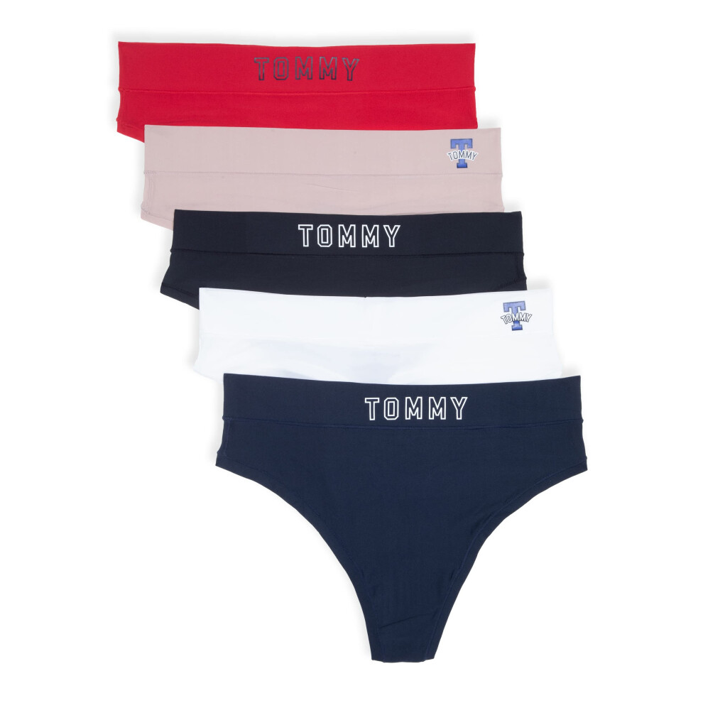 Tommy Hilfiger Women's Thong  5-Pack  SC/BW/BLK/BB/TR