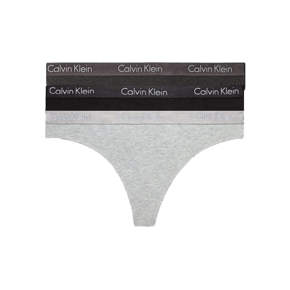 Calvin Klein Women`s Motive Cotton Thong 3 Pack (Medium  Black(qp2350-