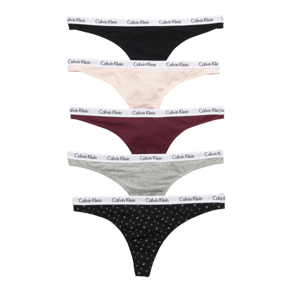 Calvin Klein Women`s Underwear Carousel Thong 5 Pack (Large  Black(qp2